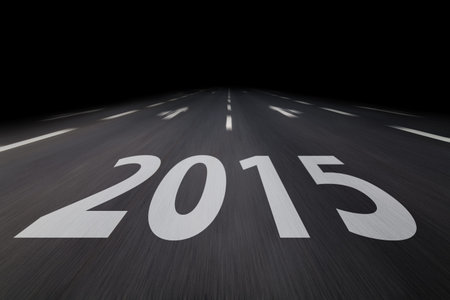 2015 written on a roadの写真素材