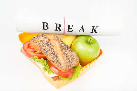 sandwich break text written on whiteの写真素材