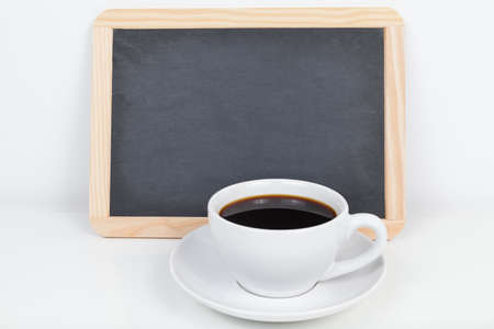 cup of coffee and blackboardの写真素材