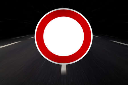 traffic sign round on highwayの写真素材