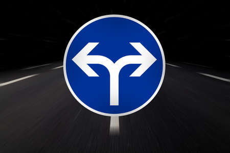 decision right or left traffic signの写真素材