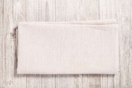 napkin on a gray wooden tableの写真素材