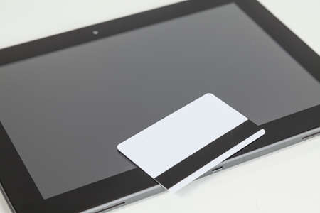 bank card on tablet computerの写真素材