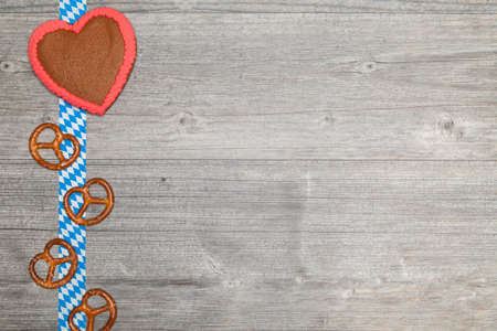 background for oktoberfest with grey wooden plateの写真素材