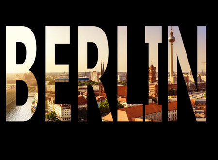 Berlin written and panoramaの写真素材