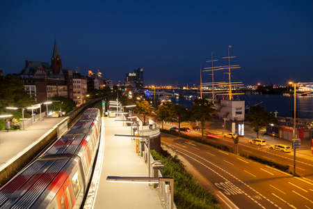 Landungsbruecken and metro station in Hamburgの写真素材
