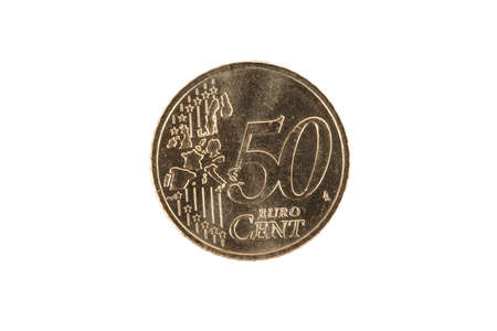 50 Euro cent coin isolatedの写真素材