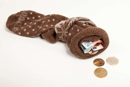 Euro money in stockingの写真素材