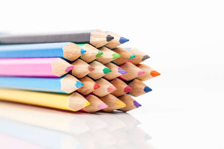 Heap with color pencilsの写真素材