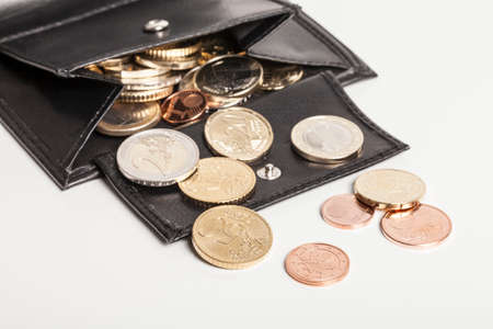 Purse with Euro coinsの写真素材
