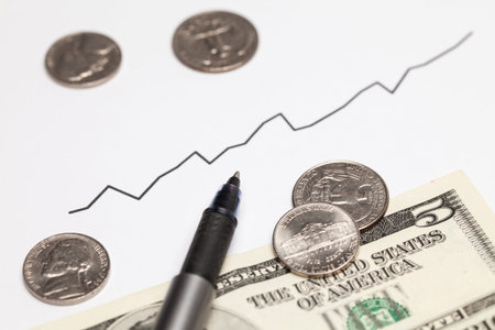 Rising chart and Dollar money