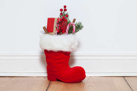 Santa Boots on floorの写真素材
