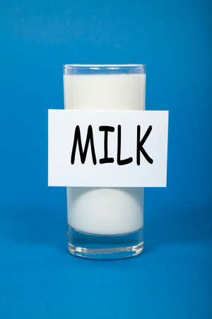 Milk written on sign of milk glassの写真素材