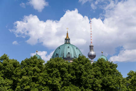 Berlin cathedral and television towerの写真素材