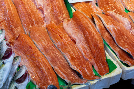 fresh fish on the ice in the market