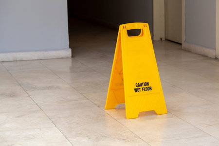 showing warning of wet floor on