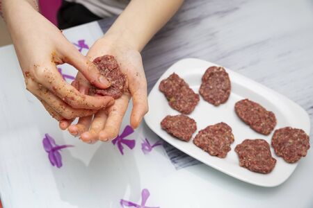 meatballs on the wooden tableの写真素材