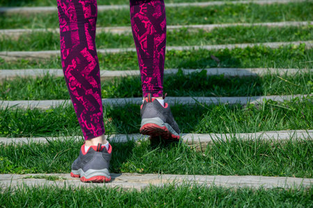 sports legs running/move up on mountain stairs