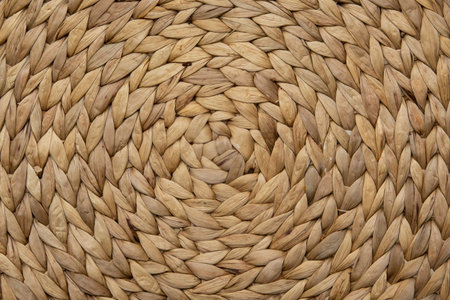 Round woven straw mat texture 