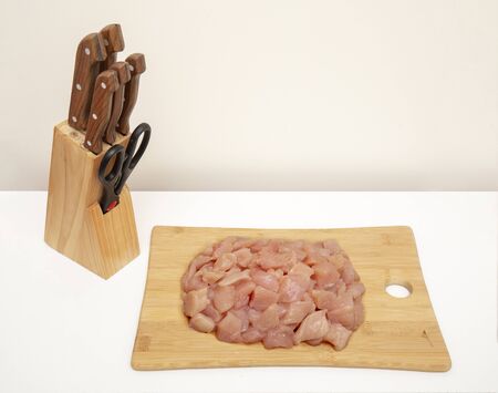 wood cutting board and Knife blockの写真素材