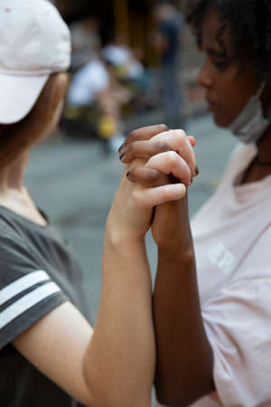 close up black and white woman hand. Selective focus の写真素材