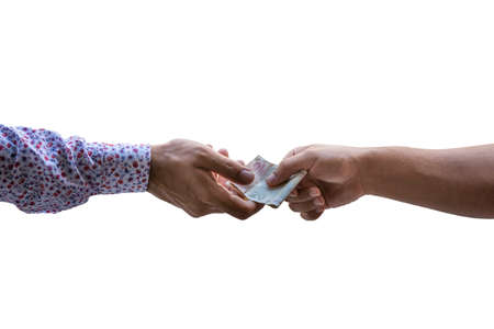 man hand holding money, selective focusの写真素材