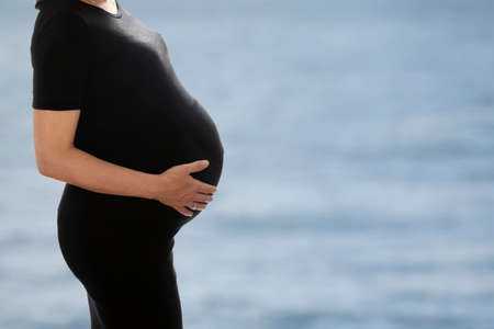 close up man and woman hand touchingの写真素材