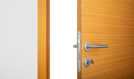 fron view opening the door. Isolated on white
