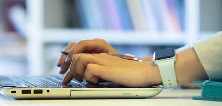 woman working in the office close-upの写真素材