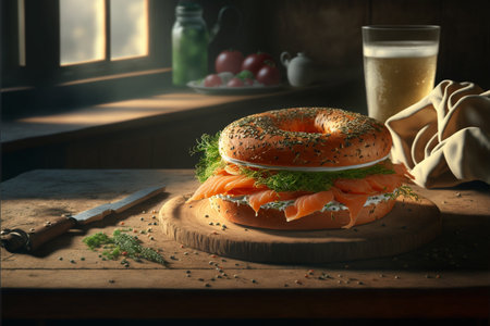 Bagel and Lox close upの素材
