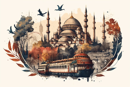 clipart traveling Istanbul cityの素材
