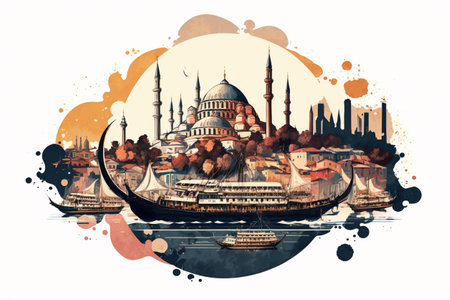 clipart traveling Istanbul cityの素材