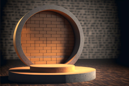3d render, abstract background, round podium for product presentation.の素材