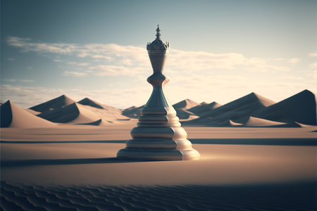 Chess king in the desert. 3d rendering, 3d illustration.の素材
