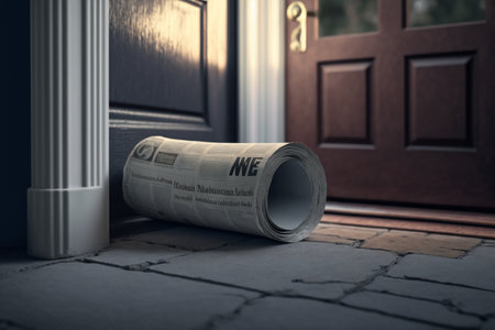 newspaper on the floor near the door. 3d renderingの素材