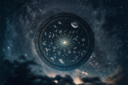 Astrology horoscope circle. zodiac sign horoscope backgroundの素材