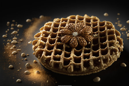Oatmeal Nut Waffle, close upの素材
