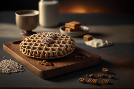 Oatmeal Nut Waffle, close upの素材