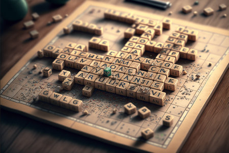 Scrabble game table, close upの素材