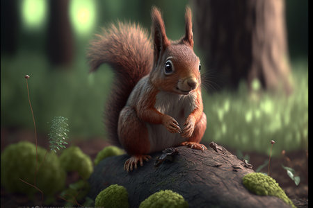 squirrel in nature, front viewの素材