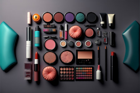 professional makeup set, top viewの素材