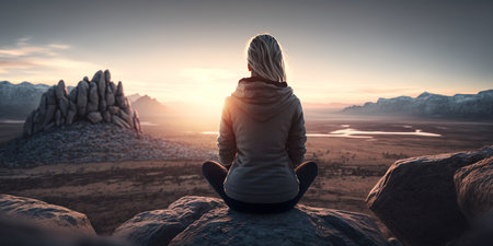 woman lifestyle balanced practicing meditate and zen energy yogaの素材