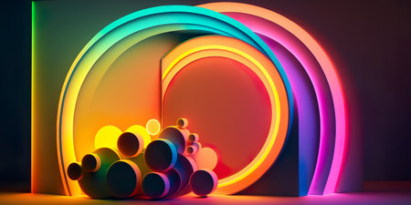 Neon vibes color, Watercolor gradient background.の素材