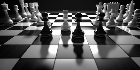 chess board idea for tactic and strategy background themeの素材