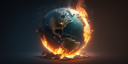 world on fire, extreme weather, earth calamity, environmental preservation conceptの素材