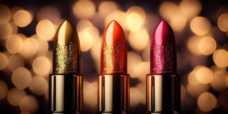 lipsticks with bokeh light background look luxury glamourの素材