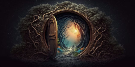 A secret entrance into a mysterious worldの素材