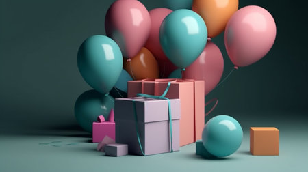 balloons and present boxの素材