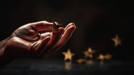 Best service rating concept, hand holding starの素材