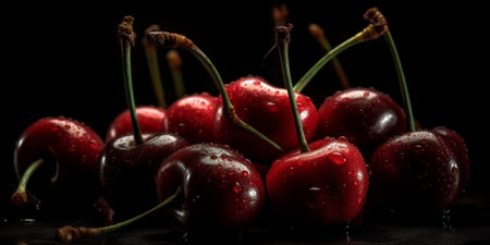 Cherry on black backgroundの素材